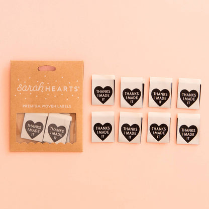 Woven Label Thanks I Made It Heart