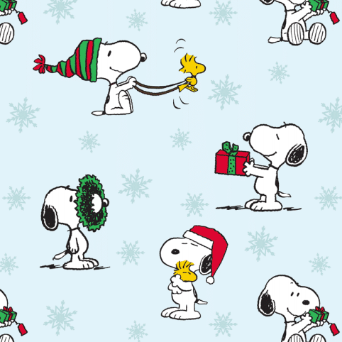 Peanuts Christmas Snoopy & Woodstock Fabric- By the 1/2 yard