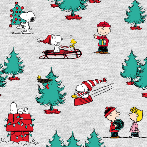 Peanuts Christmas Snow Fabric- By the 1/2 yard