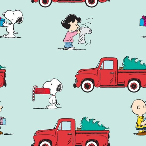 Peanuts Red Truck Fabric- By the yard