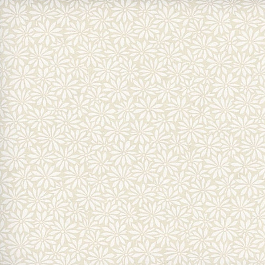 Calico Daisy Fabric - White on Natural - By the yard