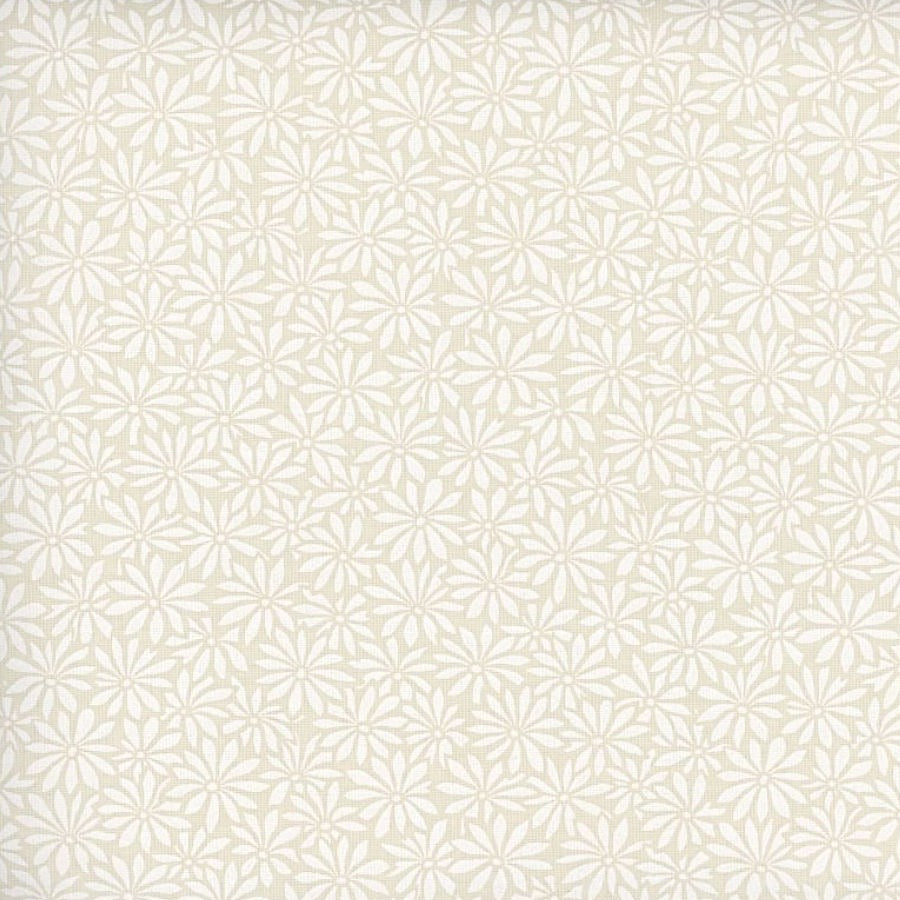 Calico Daisy Fabric - White on Natural - By the yard