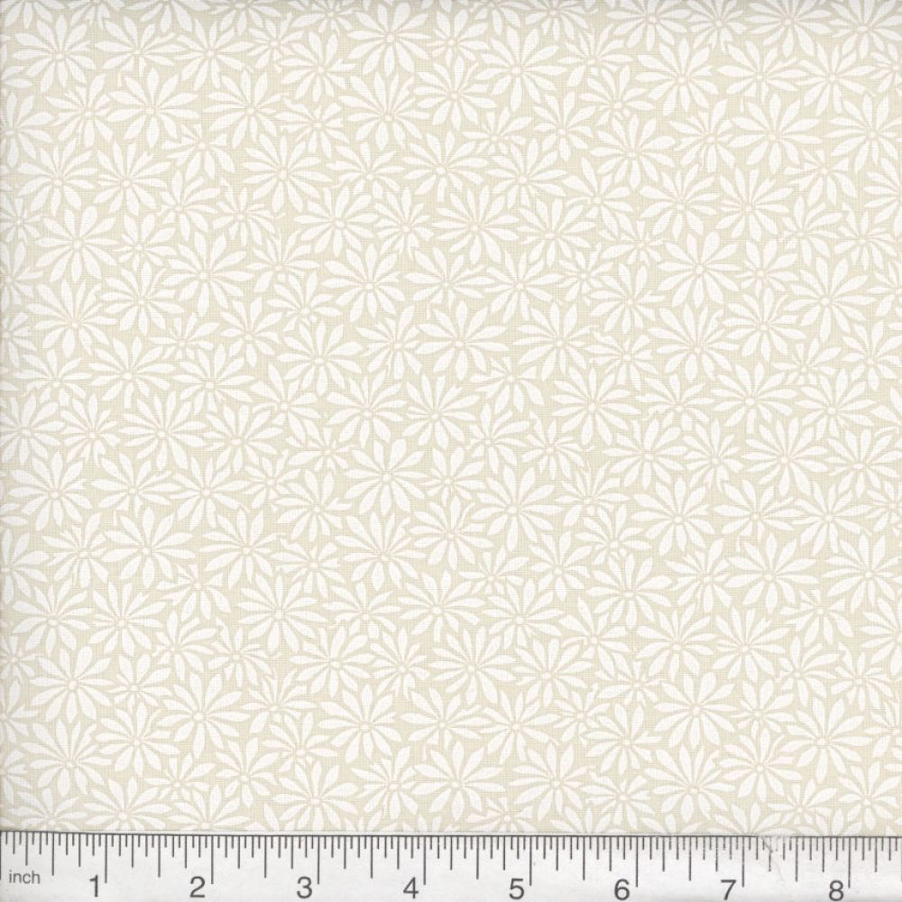 Calico Daisy Fabric - White on Natural - By the yard