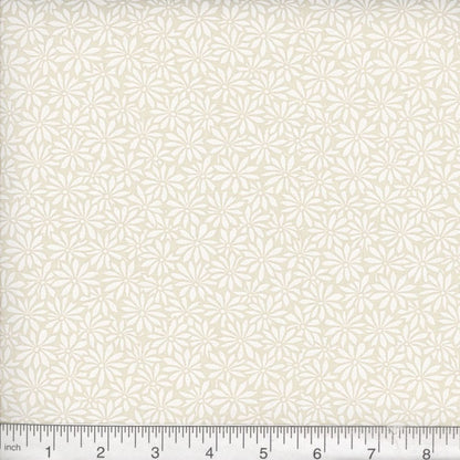 Calico Daisy Fabric - White on Natural - By the yard